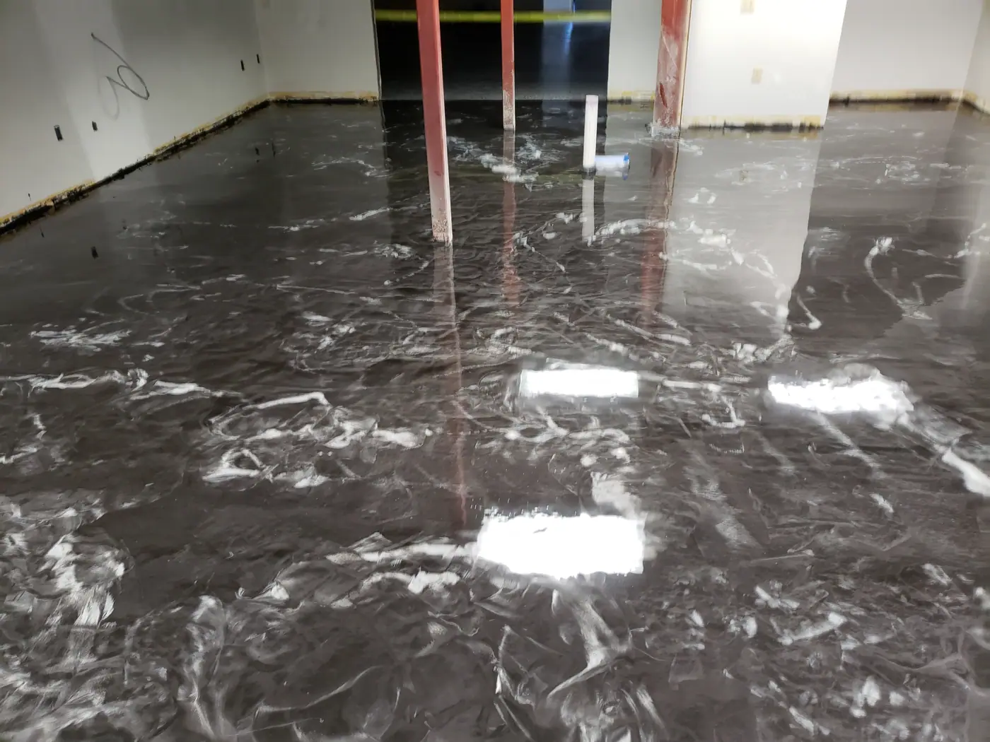 Gray and white metallic epoxy floor